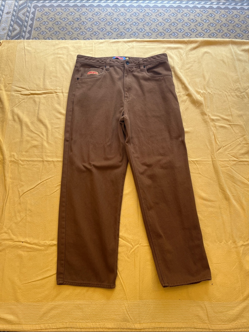 Empyre Brown Skater Pants with Red Logo Tag